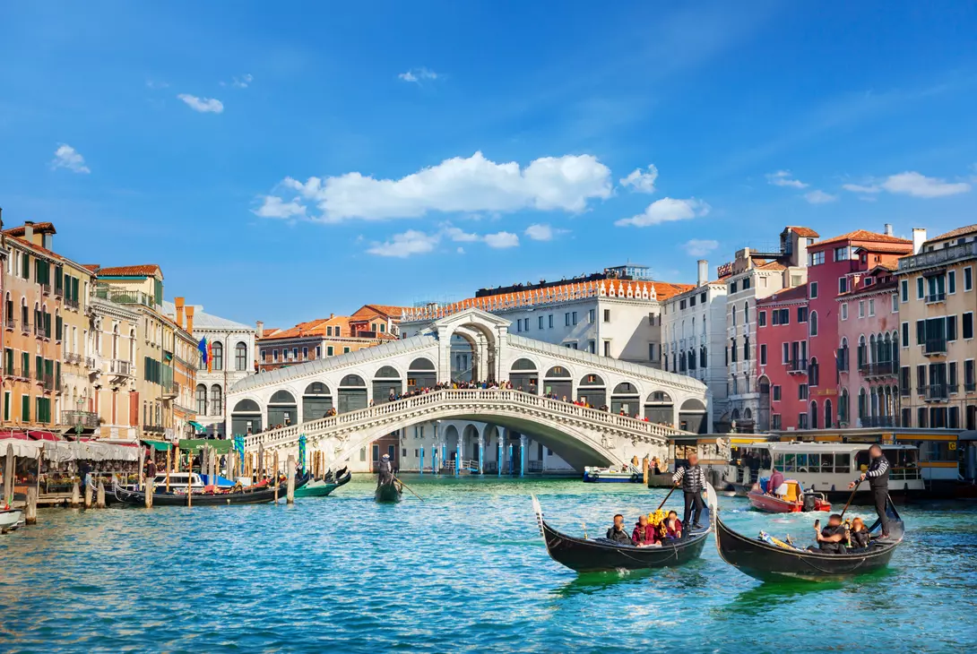 Gondolas on the water in Venice, Italy